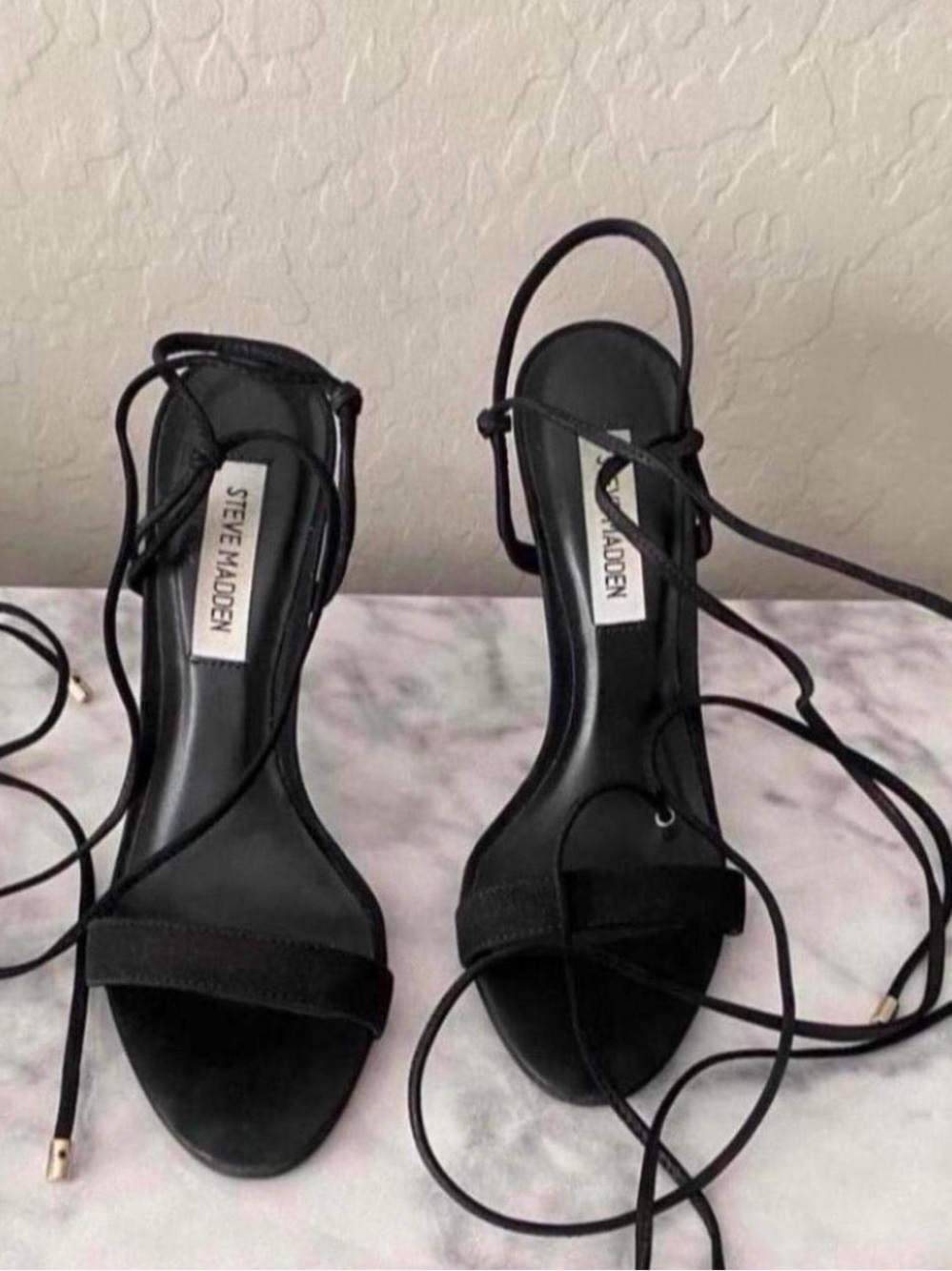 Steve Madden Black Lace-Up Strappy Heels